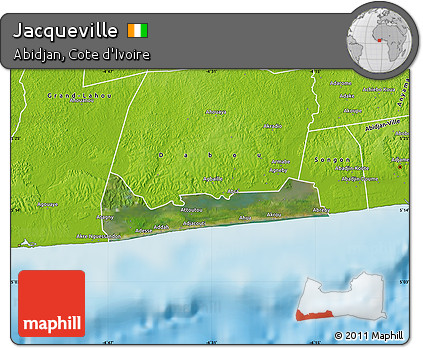 Satellite Map of Jacqueville, physical outside