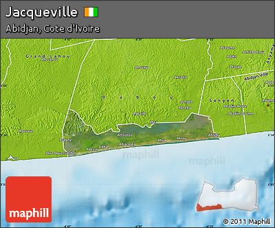 Satellite Map of Jacqueville, physical outside