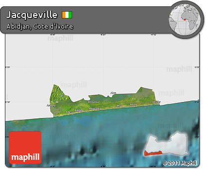 Satellite Map of Jacqueville, single color outside