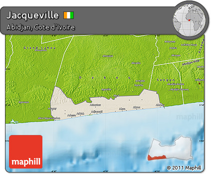 Shaded Relief Map of Jacqueville, physical outside
