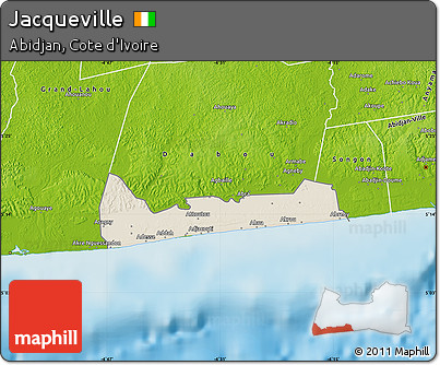 Shaded Relief Map of Jacqueville, physical outside