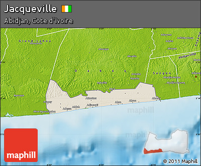 Shaded Relief Map of Jacqueville, physical outside