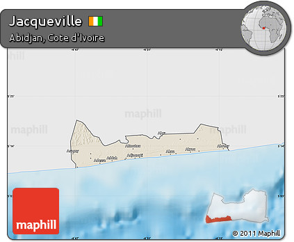Shaded Relief Map of Jacqueville, single color outside