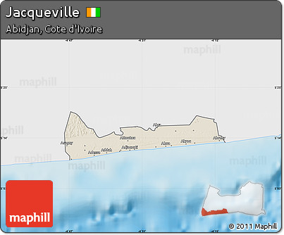 Shaded Relief Map of Jacqueville, single color outside