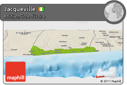 Physical Panoramic Map of Jacqueville, shaded relief outside