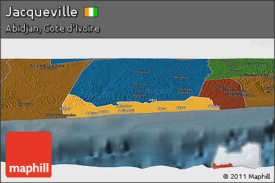 Political Panoramic Map of Jacqueville, darken