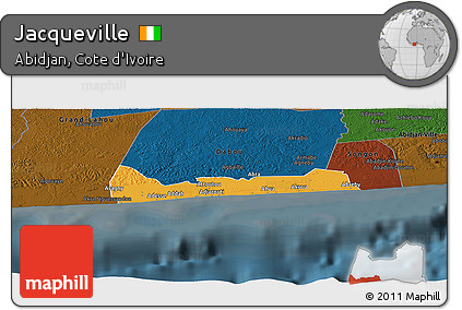 Political Panoramic Map of Jacqueville, darken