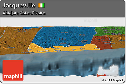 Political Panoramic Map of Jacqueville, darken