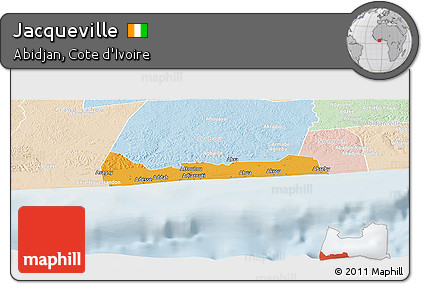 Political Panoramic Map of Jacqueville, lighten