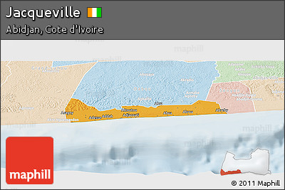 Political Panoramic Map of Jacqueville, lighten