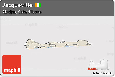 Shaded Relief Panoramic Map of Jacqueville, cropped outside