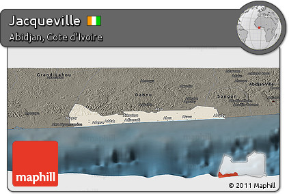 Shaded Relief Panoramic Map of Jacqueville, darken