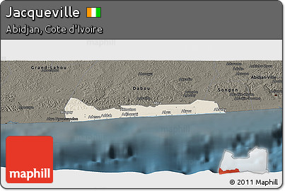 Shaded Relief Panoramic Map of Jacqueville, darken