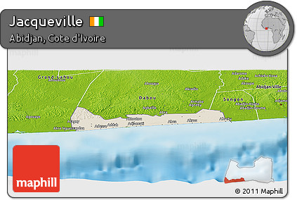 Shaded Relief Panoramic Map of Jacqueville, physical outside