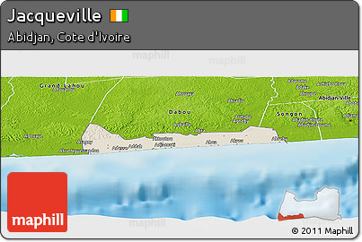 Shaded Relief Panoramic Map of Jacqueville, physical outside