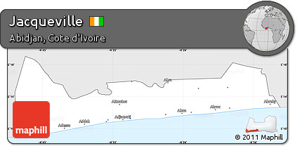 Silver Style Simple Map of Jacqueville, single color outside