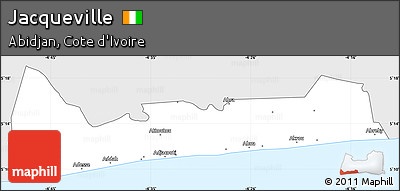 Silver Style Simple Map of Jacqueville, single color outside