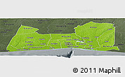 Physical Panoramic Map of Abidjan, darken, semi-desaturated