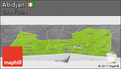 Physical Panoramic Map of Abidjan, desaturated