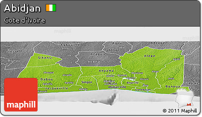Physical Panoramic Map of Abidjan, desaturated