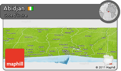 Physical Panoramic Map of Abidjan