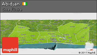 Physical Panoramic Map of Abidjan, satellite outside