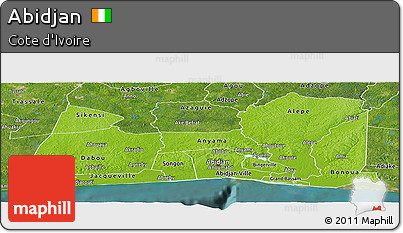 Physical Panoramic Map of Abidjan, satellite outside