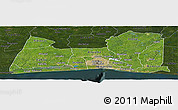 Satellite Panoramic Map of Abidjan, darken