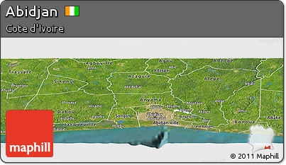 Satellite Panoramic Map of Abidjan