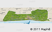 Satellite Panoramic Map of Abidjan, shaded relief outside