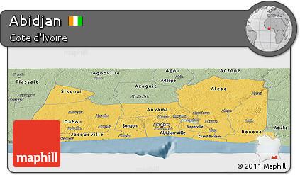 Savanna Style Panoramic Map of Abidjan