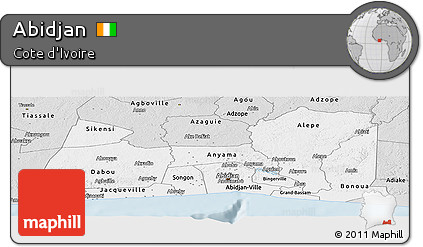 Silver Style Panoramic Map of Abidjan