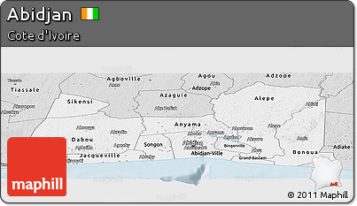 Silver Style Panoramic Map of Abidjan