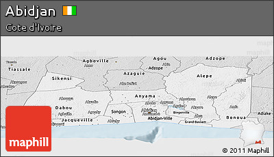 Silver Style Panoramic Map of Abidjan