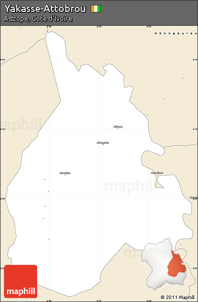 Classic Style Simple Map of Yakasse-Attobrou