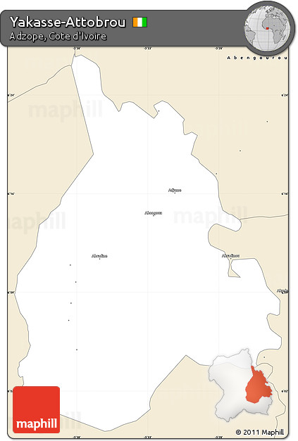 Classic Style Simple Map of Yakasse-Attobrou