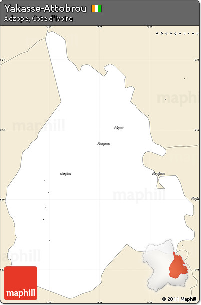 Classic Style Simple Map of Yakasse-Attobrou
