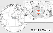 Blank Location Map of Botro, highlighted country