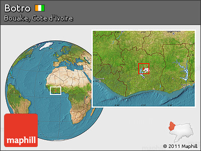 Satellite Location Map of Botro, highlighted parent region