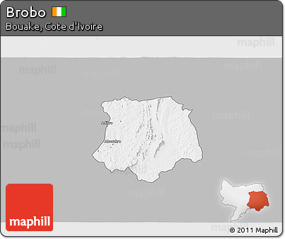 Gray 3D Map of Brobo, single color outside