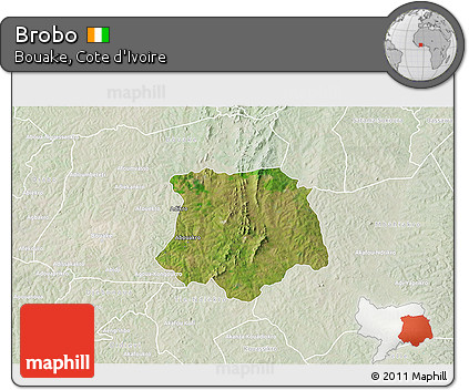 Satellite 3D Map of Brobo, lighten