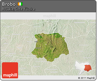 Satellite 3D Map of Brobo, lighten
