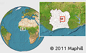 Satellite Location Map of Brobo, highlighted country, highlighted parent region