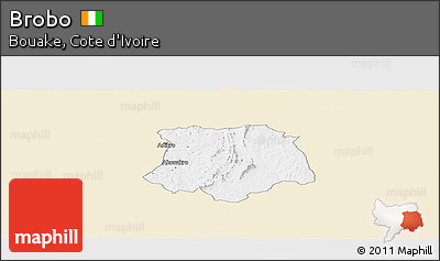 Classic Style Panoramic Map of Brobo, single color outside