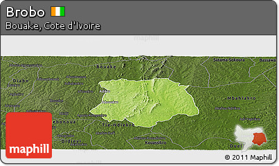 Physical Panoramic Map of Brobo, darken