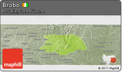 Physical Panoramic Map of Brobo, semi-desaturated