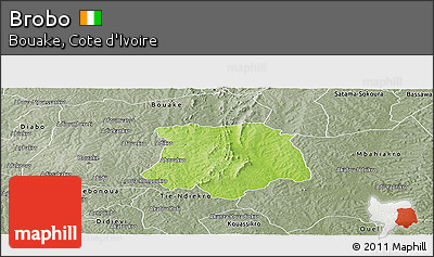 Physical Panoramic Map of Brobo, semi-desaturated