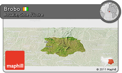 Satellite Panoramic Map of Brobo, lighten