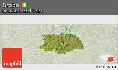 Satellite Panoramic Map of Brobo, lighten