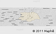 Shaded Relief Panoramic Map of Brobo, desaturated